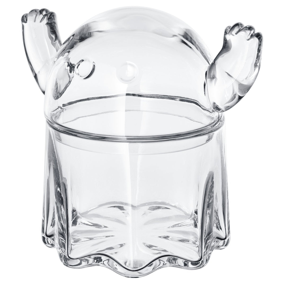 KUSTFYR bowl with lid, ghost clear glass, 13 cm