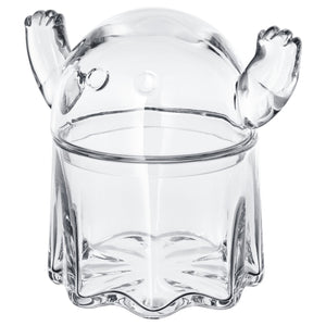 KUSTFYR bowl with lid, ghost clear glass, 13 cm