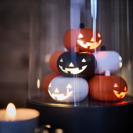 KUSTFYR LED table decoration, pumpkin/battery-operated multicolour