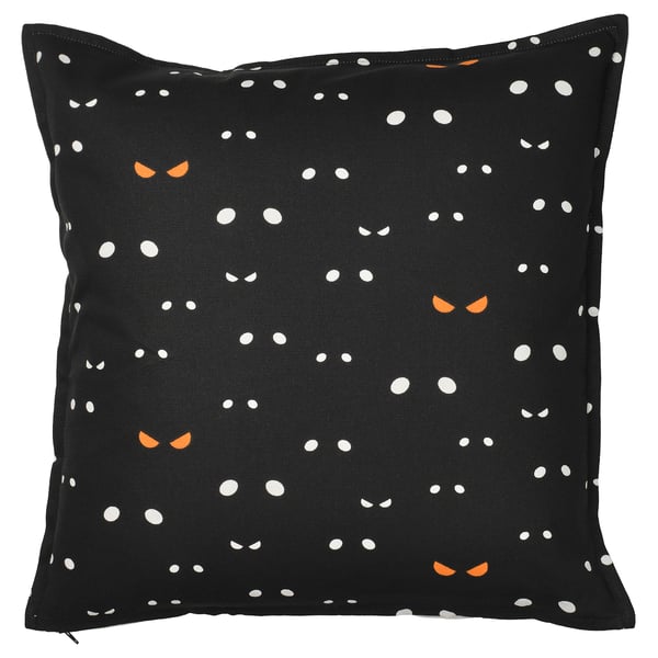 KUSTFYR pillow cover, white/black cat pattern, 50x50 cm