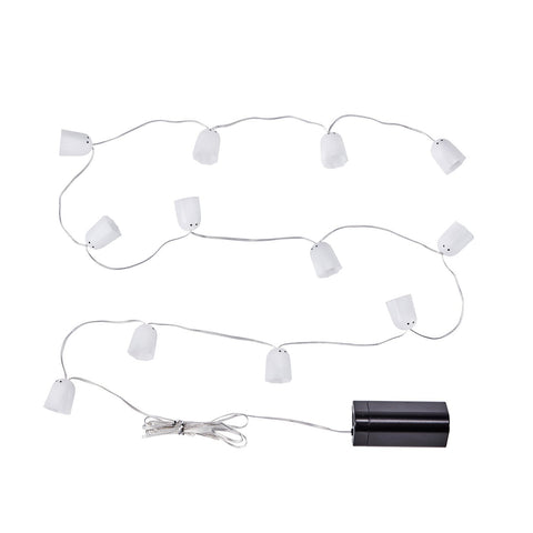 KUSTFYR LED lighting chain with 12 lights, battery-operated indoor/ghost white