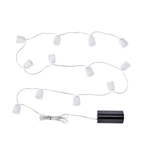 KUSTFYR LED lighting chain with 12 lights, battery-operated indoor/ghost white
