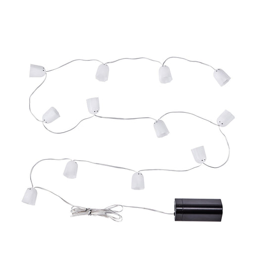 KUSTFYR LED lighting chain with 12 lights, battery-operated indoor/ghost white