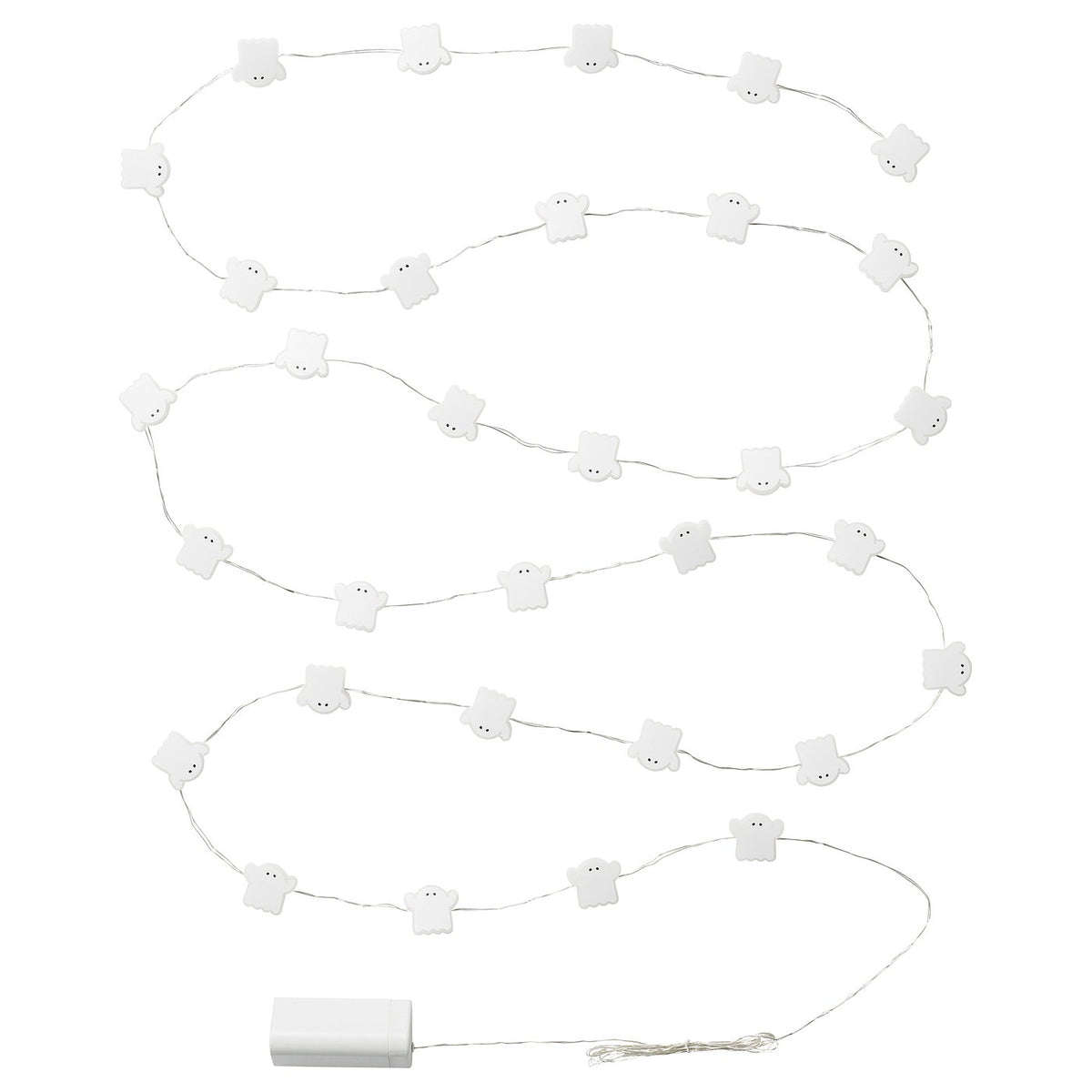 KUSTFYR LED lighting chain with 32 lights, ghost/battery-operated white
