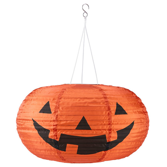 KUSTFYR LED pendant lamp, pumpkin battery-operated/outdoor orange, 44 cm