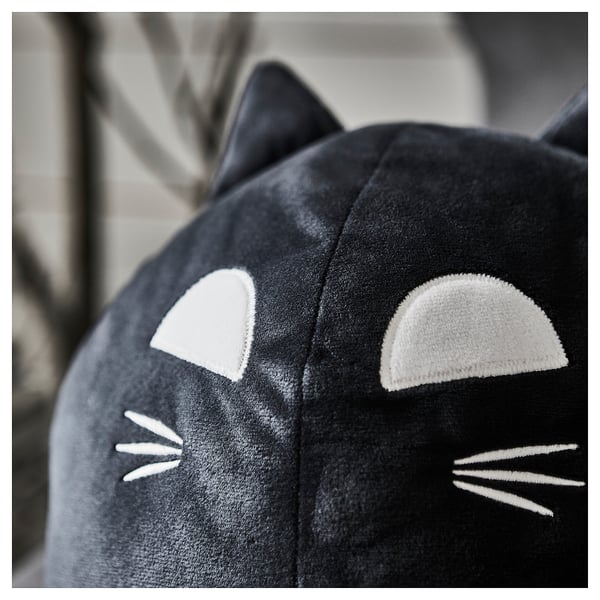 KUSTFYR soft toy, cat black, 44 cm