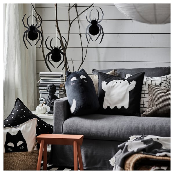 KUSTFYR soft toy, cat black, 44 cm