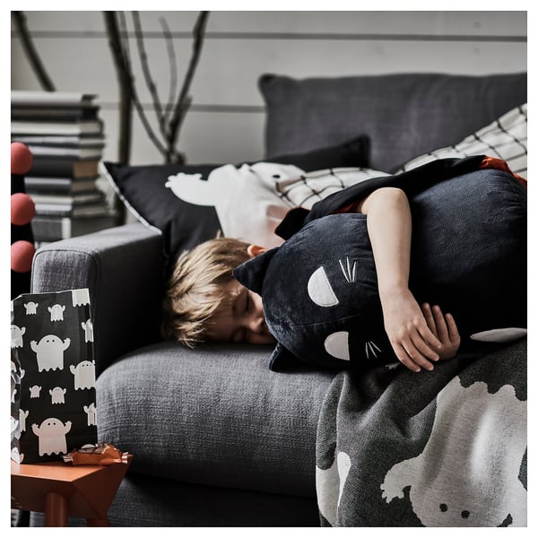 KUSTFYR soft toy, cat black, 44 cm