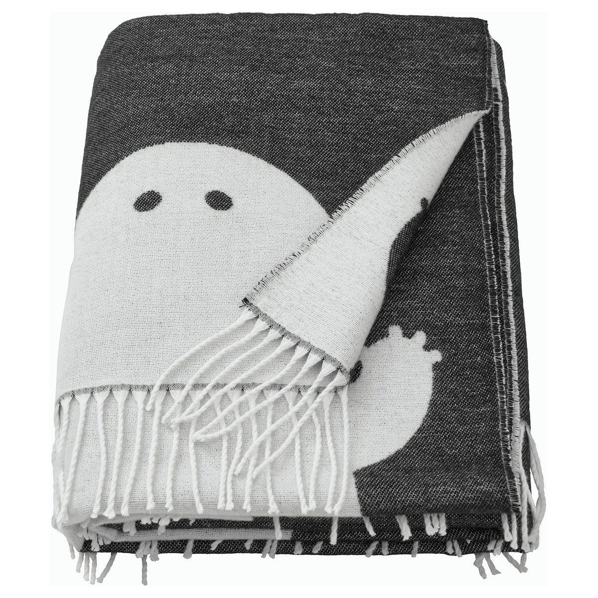 KUSTFYR throw, ghost pattern black/white, 130x170 cm