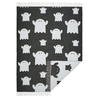 KUSTFYR throw, ghost pattern black/white, 130x170 cm
