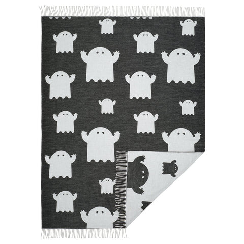 KUSTFYR throw, ghost pattern black/white, 130x170 cm