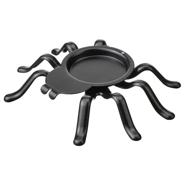 KUSTFYR candle holder, black spider, 2 cm