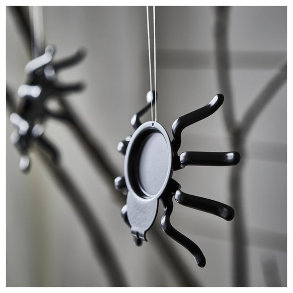 KUSTFYR candle holder, black spider, 2 cm