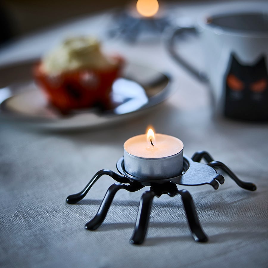 KUSTFYR tealight holder, spider black, 2 cm