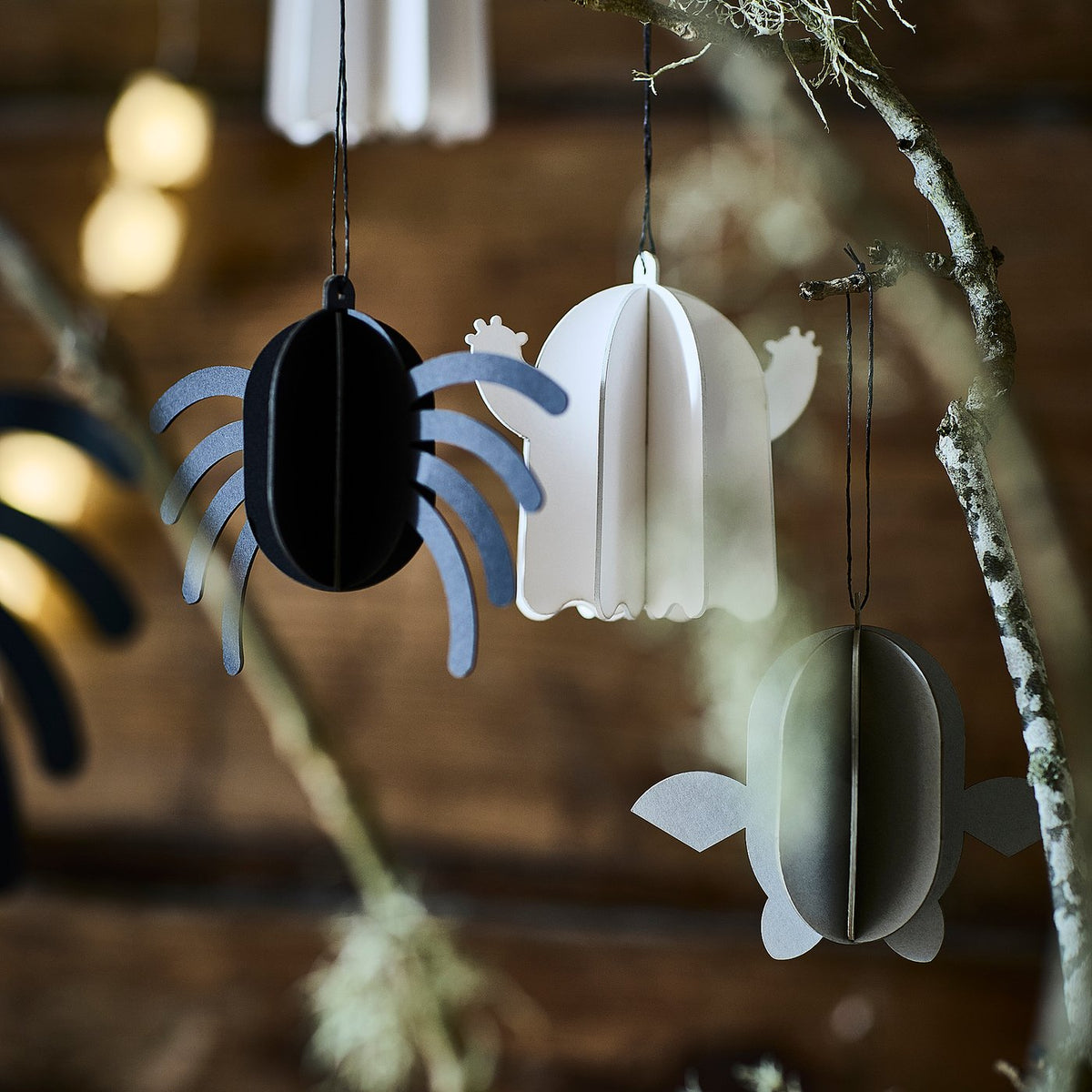 KUSTFYR hanging decoration, set of 3, mixed shapes