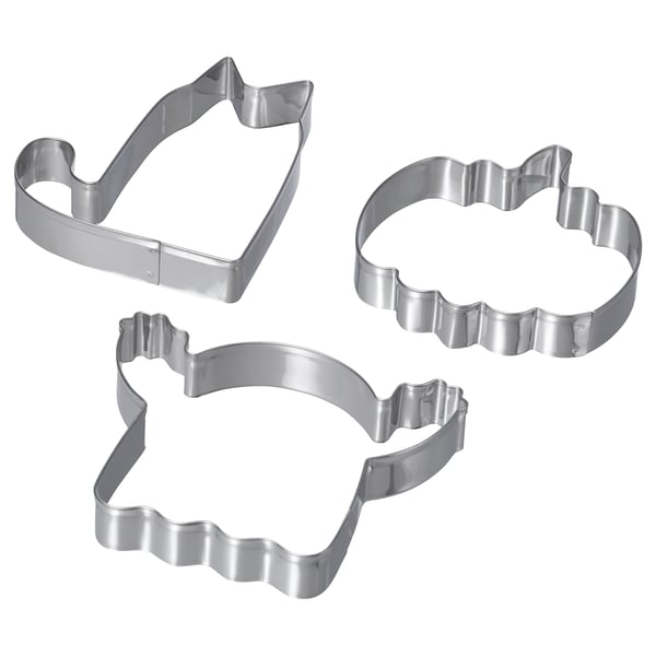 KUSTFYR pastry cutter, set of 3, mixed shapes stainless steel