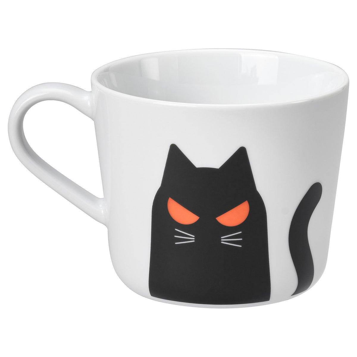 KUSTFYR mug, cat pattern white/black, 36 cl