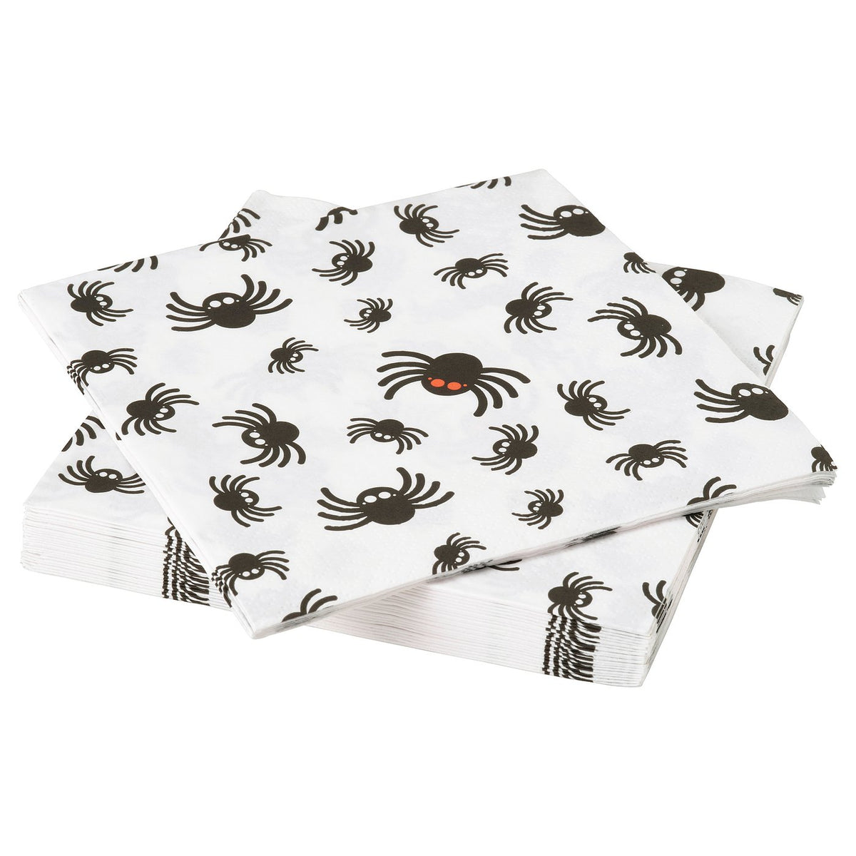 KUSTFYR paper napkin, spider pattern white/black, 33x33 cm, 30 pack