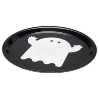 KUSTFYR tray, ghost pattern black/white, 32 cm