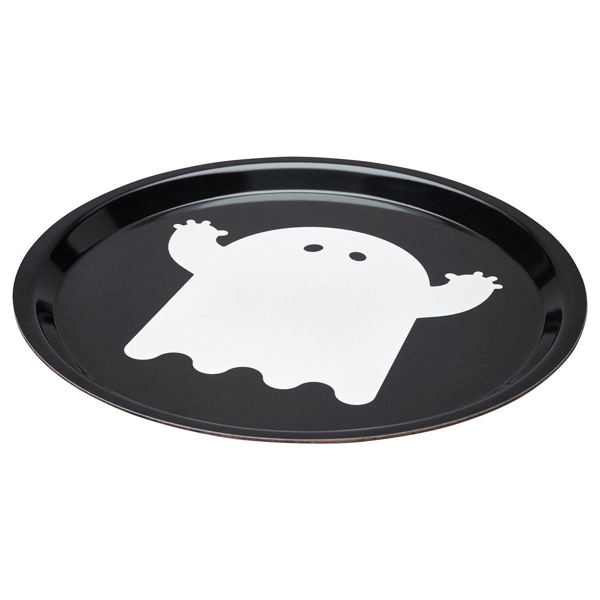 KUSTFYR tray, ghost pattern black/white, 32 cm