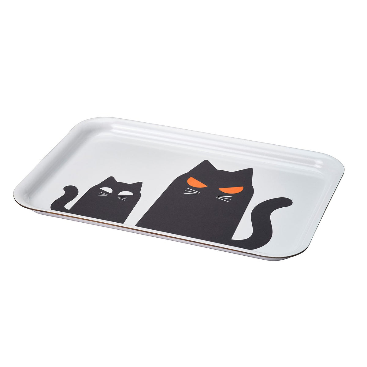 KUSTFYR tray, cat pattern white/black, 20x28 cm
