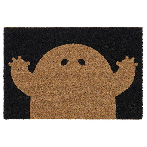 KUSTFYR door mat, ghost pattern black/natural, 40x60 cm