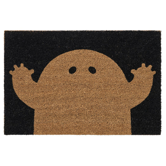 KUSTFYR door mat, ghost pattern black/natural, 40x60 cm