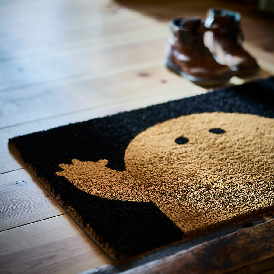 KUSTFYR door mat, ghost pattern black/natural, 40x60 cm