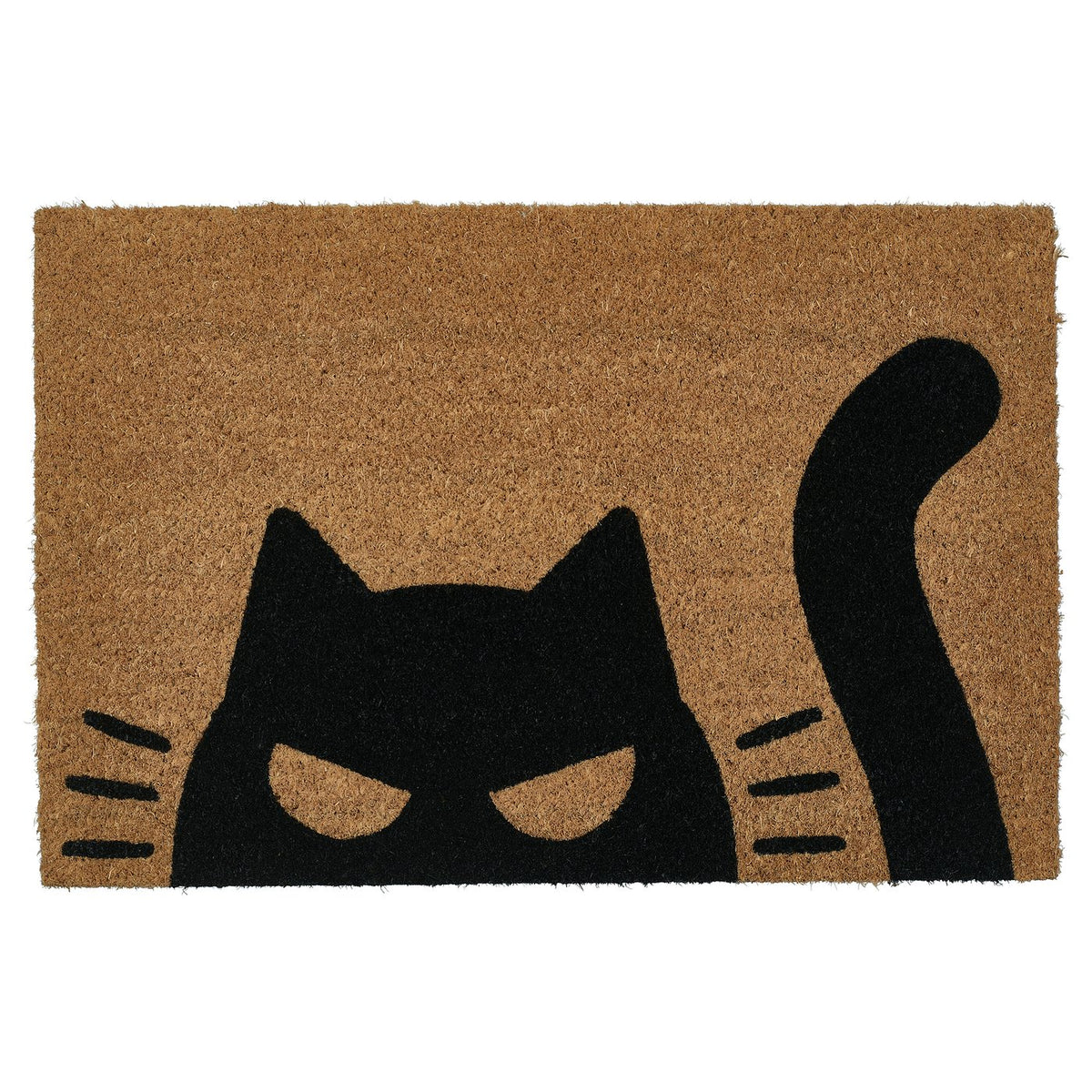 KUSTFYR door mat, cat pattern black/natural, 40x60 cm