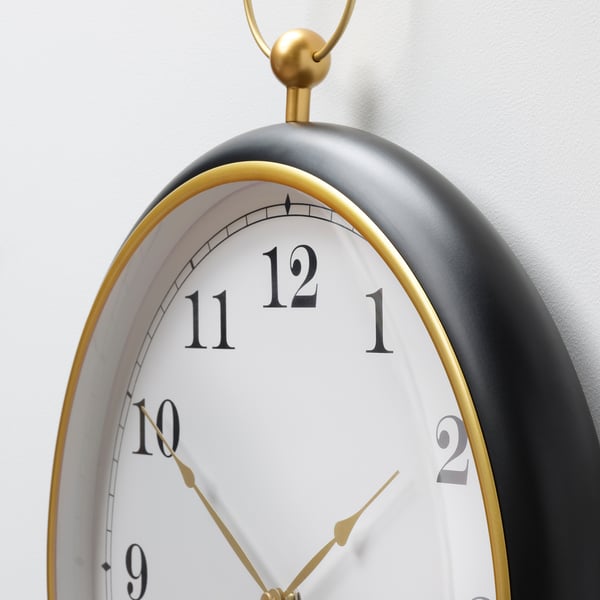 KUTTERSMYCKE wall clock, black, 46 cm