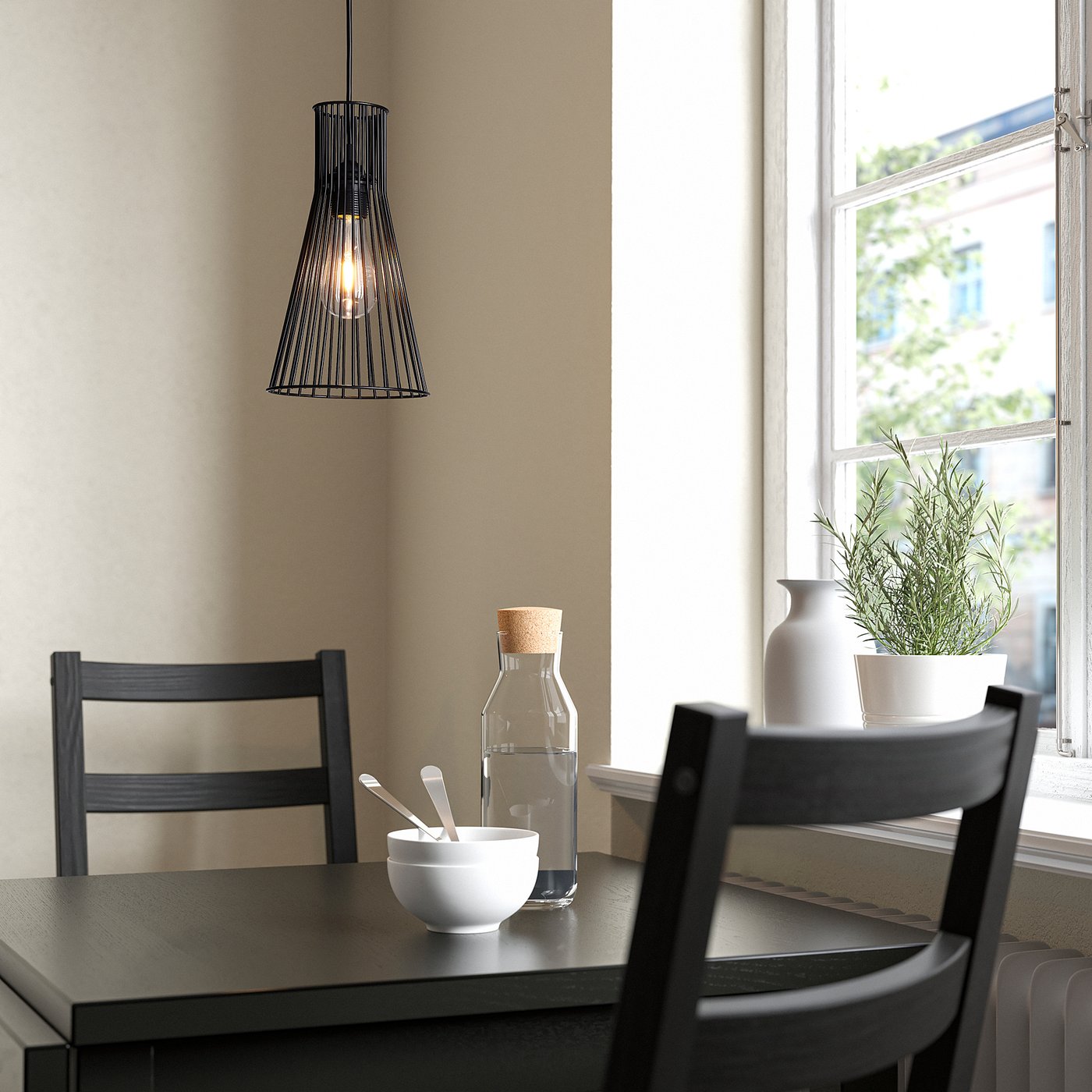 KVADRATUR / HAVSDJUP pendant lamp, black, 18 cm