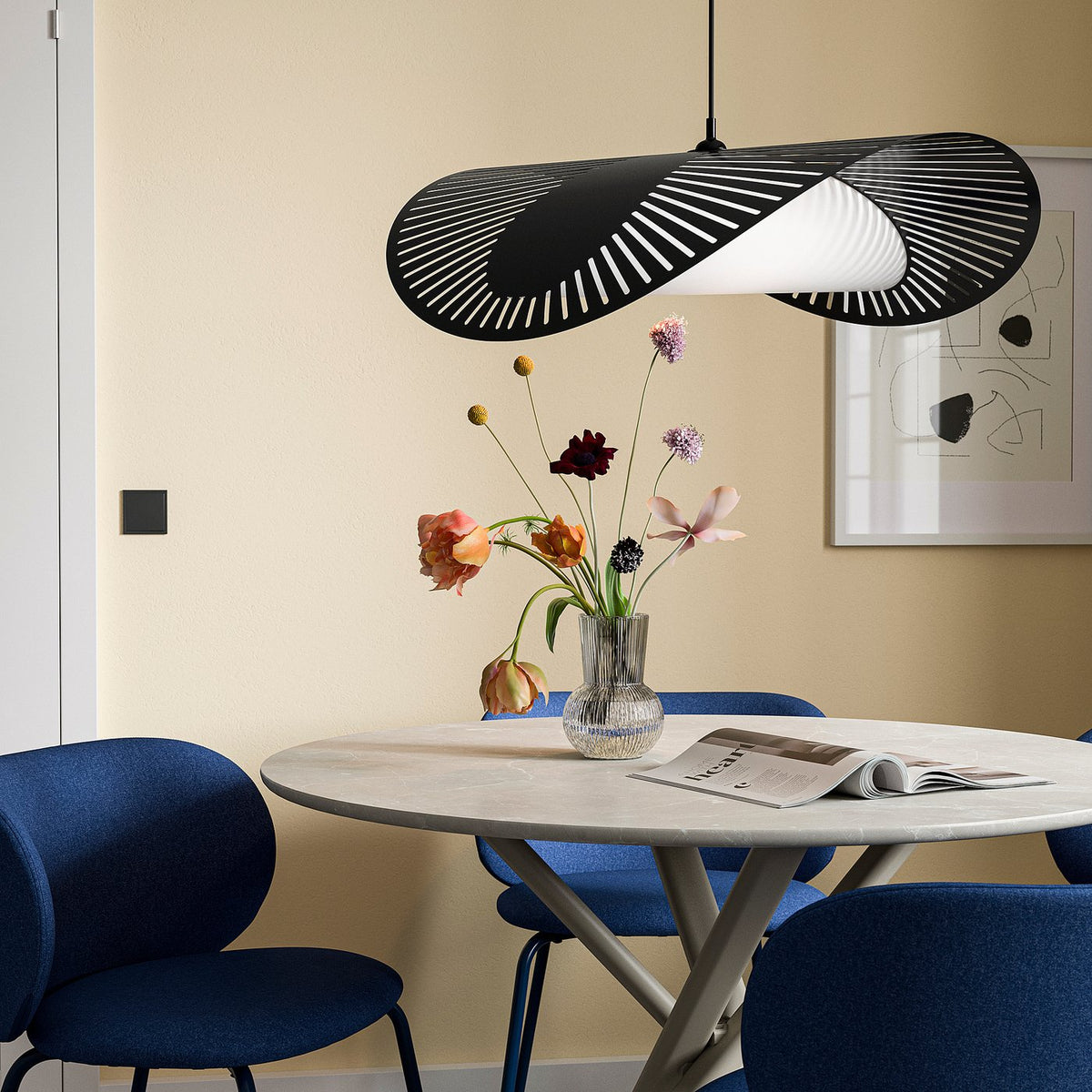 KVÄLLSDOPP / HAVSDJUP pendant lamp, black, 72 cm