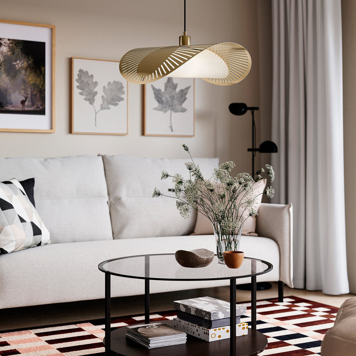 KVÄLLSDOPP pendant lamp shade, brass-colour, 52 cm