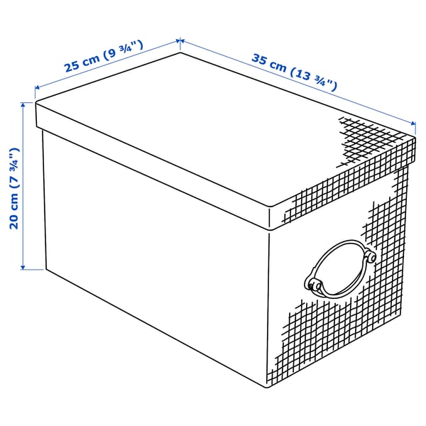 KVARNVIK storage box with lid, grey, 25x35x20 cm