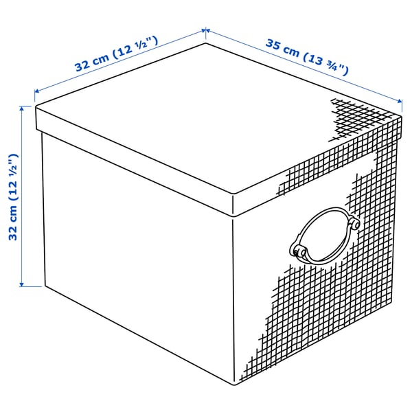 KVARNVIK storage box with lid, grey, 32x35x32 cm