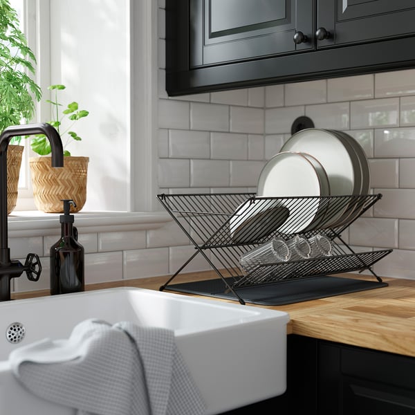 KVOT dish drainer, black, 48x29 cm