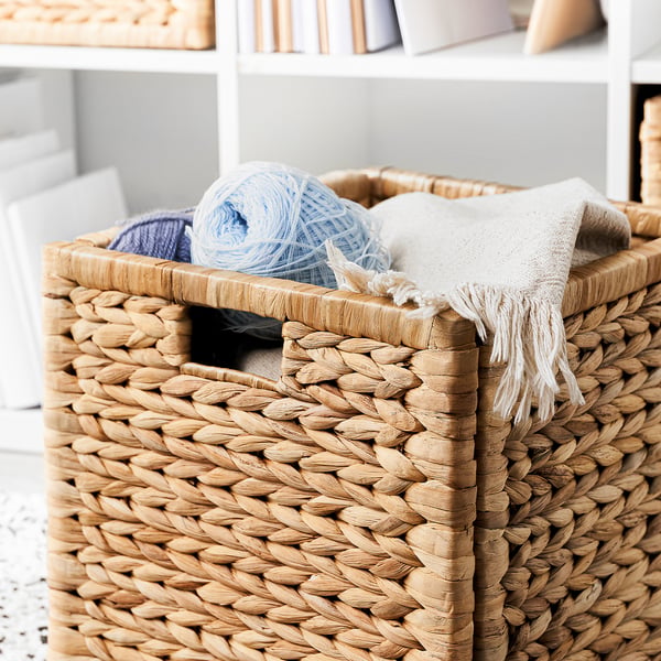 LABBSAL basket, handmade water hyacinth, 32x34x32 cm
