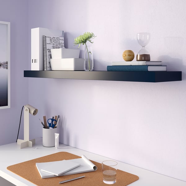 LACK wall shelf, black-blue, 110x26 cm