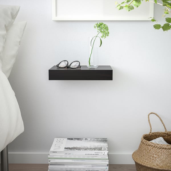 LACK wall shelf, black-brown, 30x26 cm