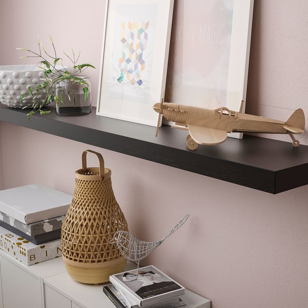 LACK wall shelf, black-brown, 190x26 cm