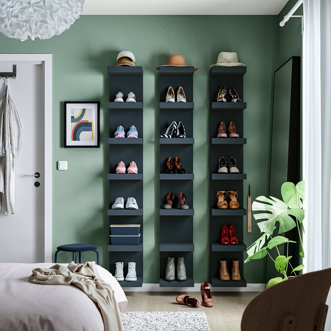 LACK wall shelf unit, black-blue, 30x190 cm