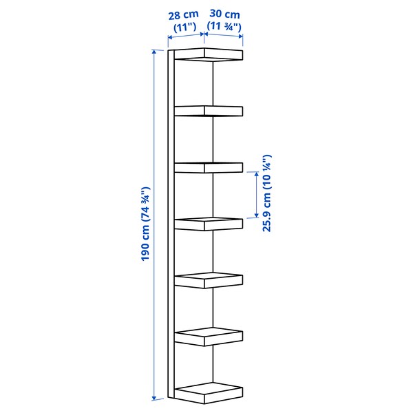 LACK wall shelf unit, white stained oak effect, 30x190 cm