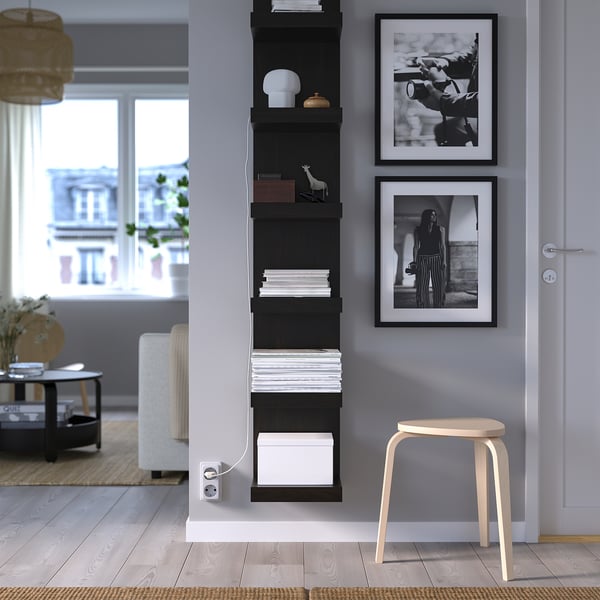 LACK wall shelf unit, black-brown, 30x190 cm