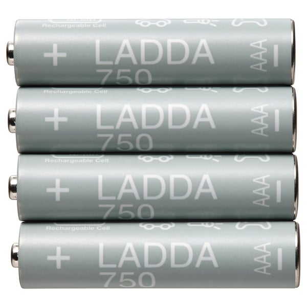 LADDA rechargeable battery, HR03 AAA 1.2V, 750mAh, 4 pack