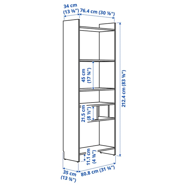 LÅDMAKARE storage combination, with 1 shelf insert/oak effect, 81x35x212 cm