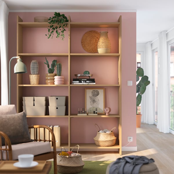 LÅDMAKARE storage combination, with shelves/oak effect, 159x35x212 cm