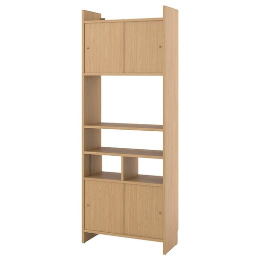 Ikea LÅDMAKARE - Cabinet with sliding doors, with 1 partition/ oak effect,81x35x212 cm