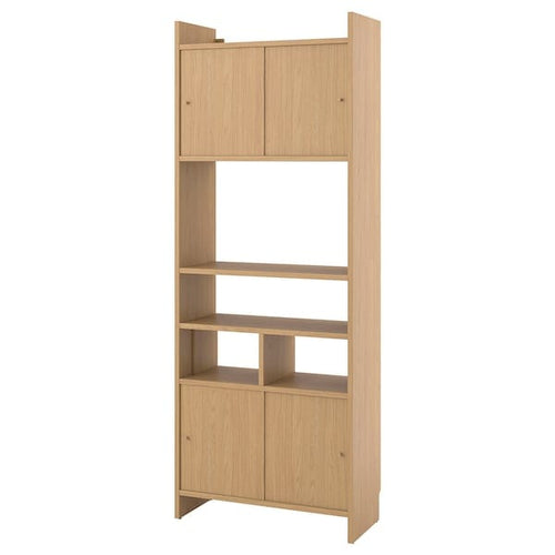 LÅDMAKARE storage combination w sliding doors, with 1 shelf insert/oak effect, 81x35x212 cm