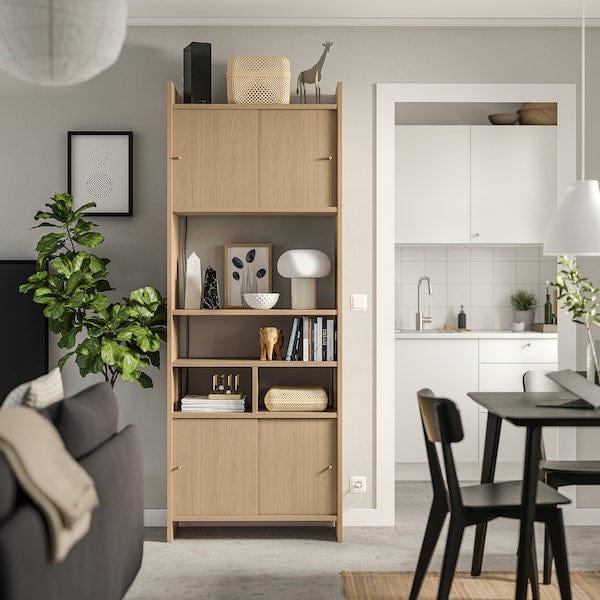 Ikea LÅDMAKARE - Cabinet with sliding doors, with 1 partition/ oak effect,81x35x212 cm