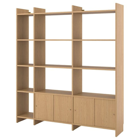 Ikea LÅDMAKARE - Cabinet with sliding doors, with 11 shelves/ oak effect,198x35x212 cm